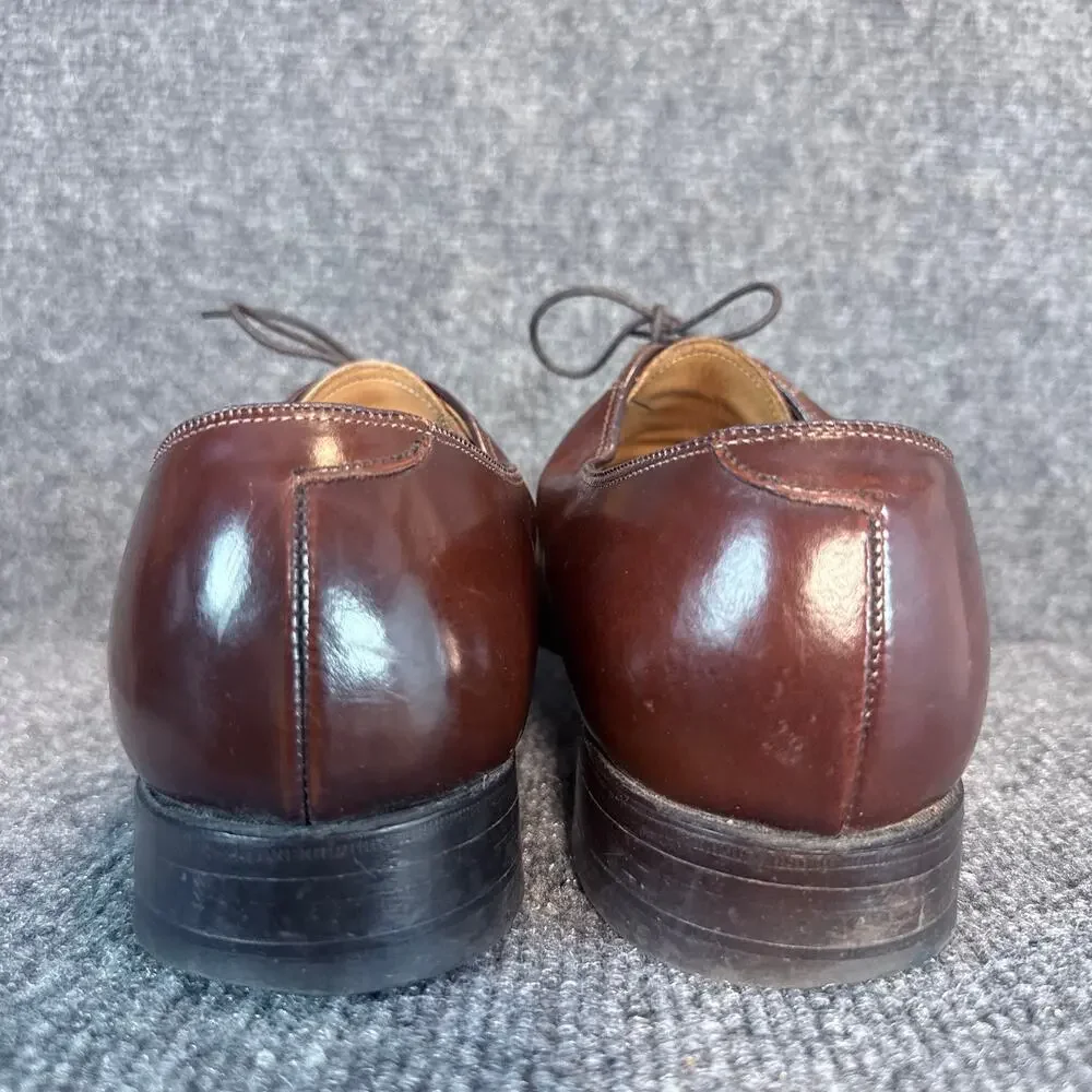 Johnston & Murphy Mens 8.5 Melton Brown Leather Cap Toe Oxford Dress Shoes
